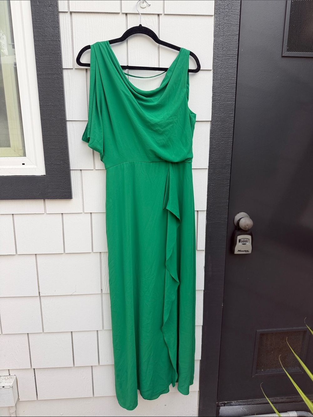 BCBGMaxAzria Emerald One-Shoulder Maxi Dress